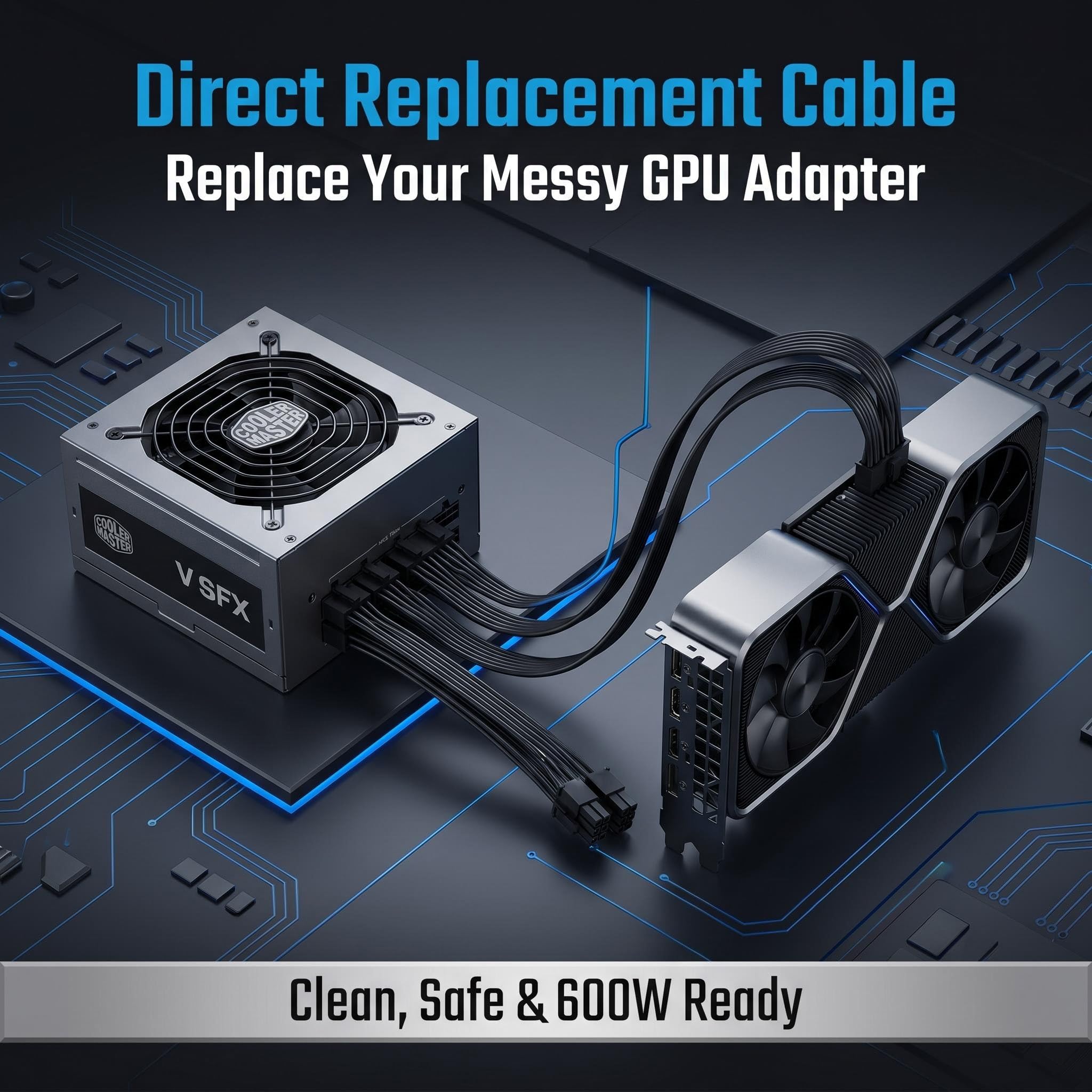 Amazon.co.jp: Cooler Master 12VHPWR 交換用ケーブル、2×8ピンから16